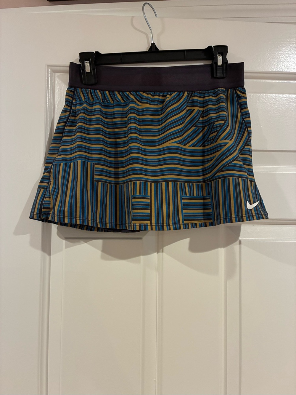 Nike Mini Skirt in Blue and Yellow Stripes DriFit